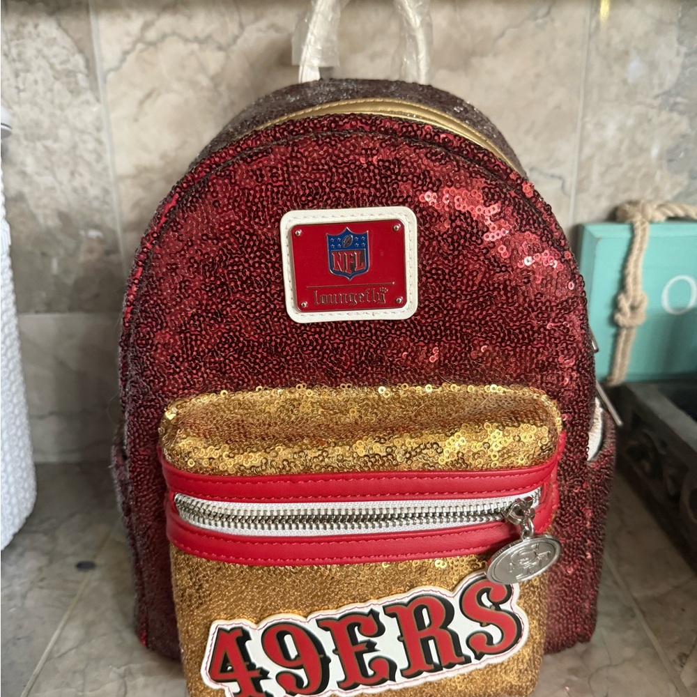 Loungefly Red and Gold Sequin Backpack